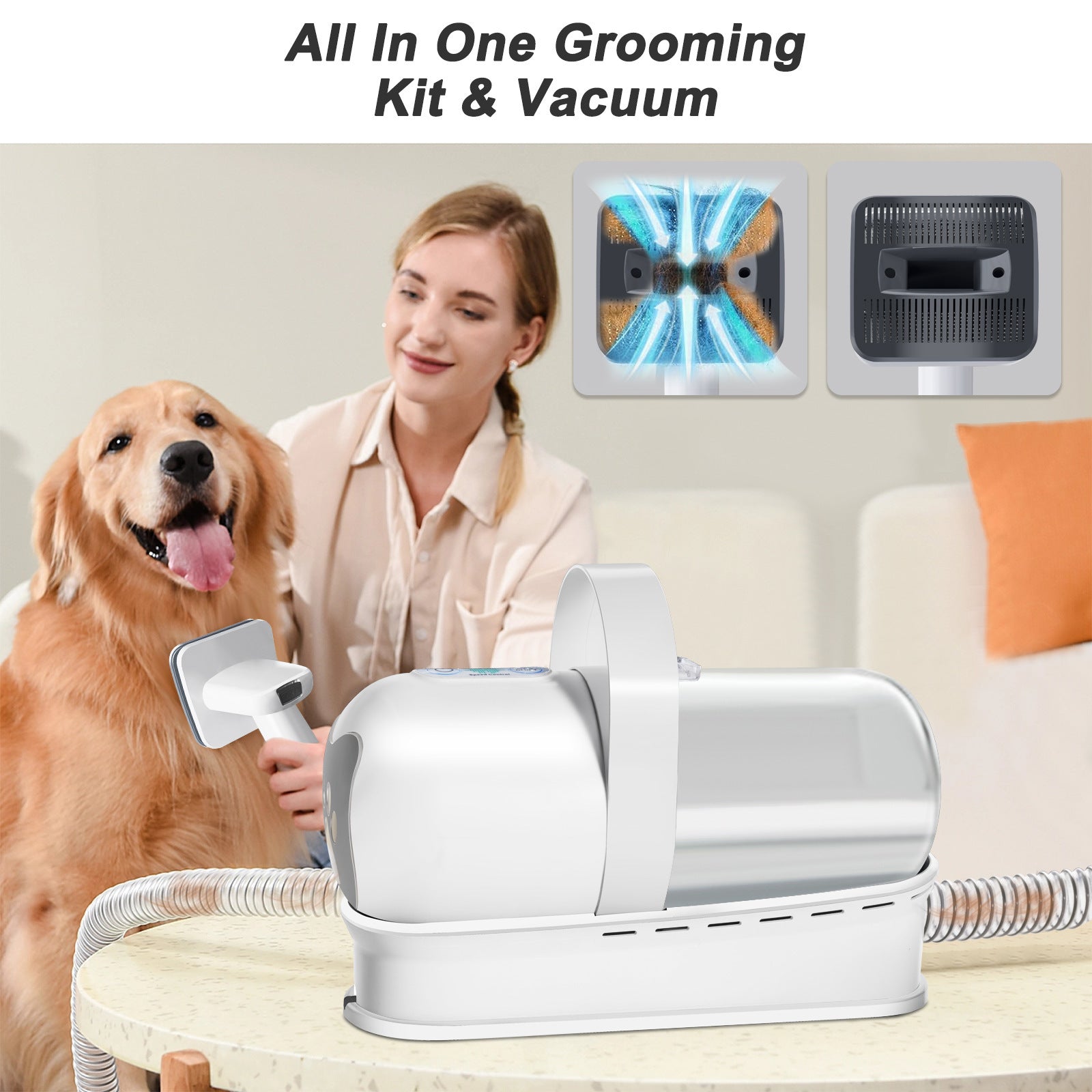 Professional 7-in-1 Pet Grooming Vacuum Kit - 11000Pa High Suction & Quiet Design