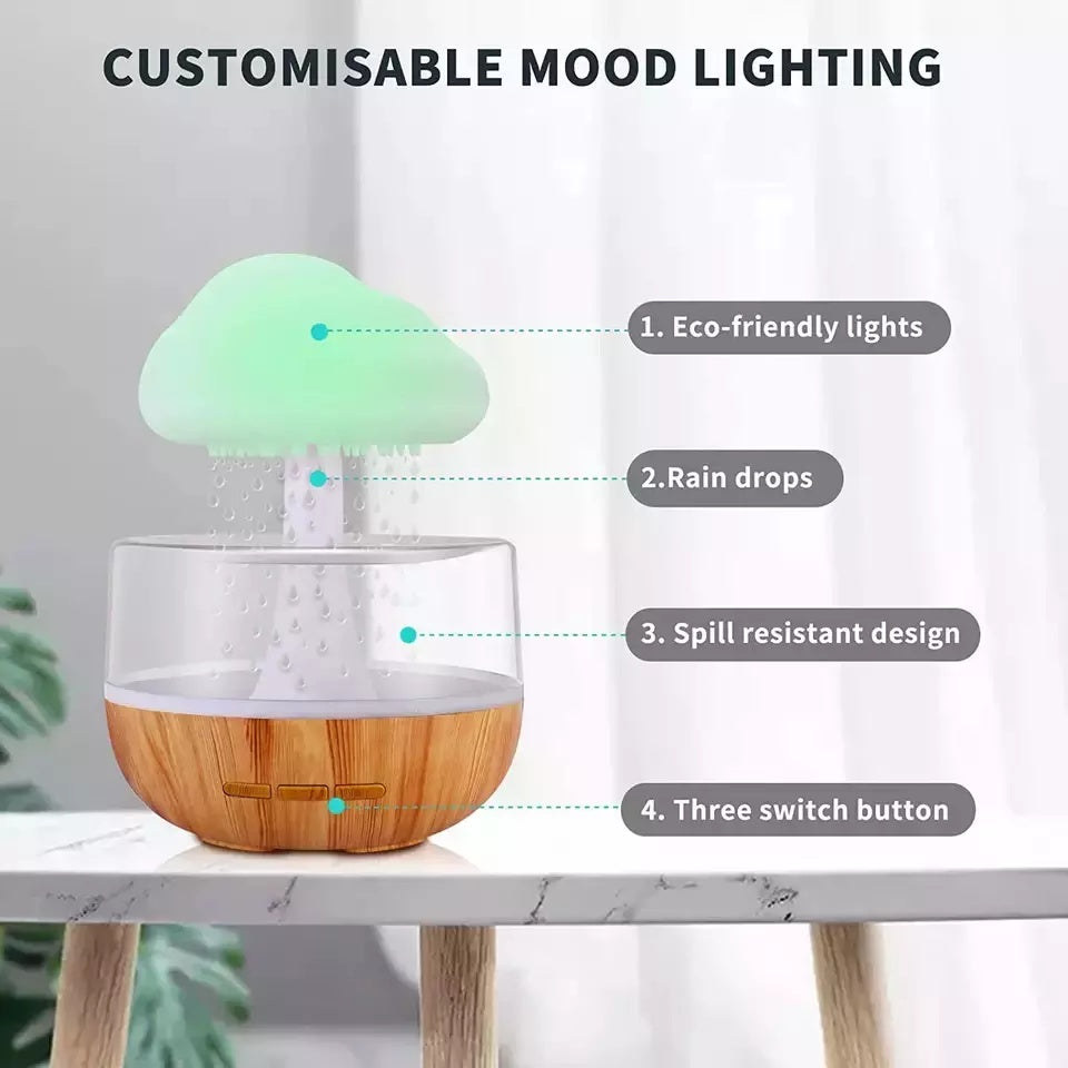 New Design Raining Cloud Humidifier 400 ML Colorful Cloud Humidifier With Water Drop For Christmas Gift
