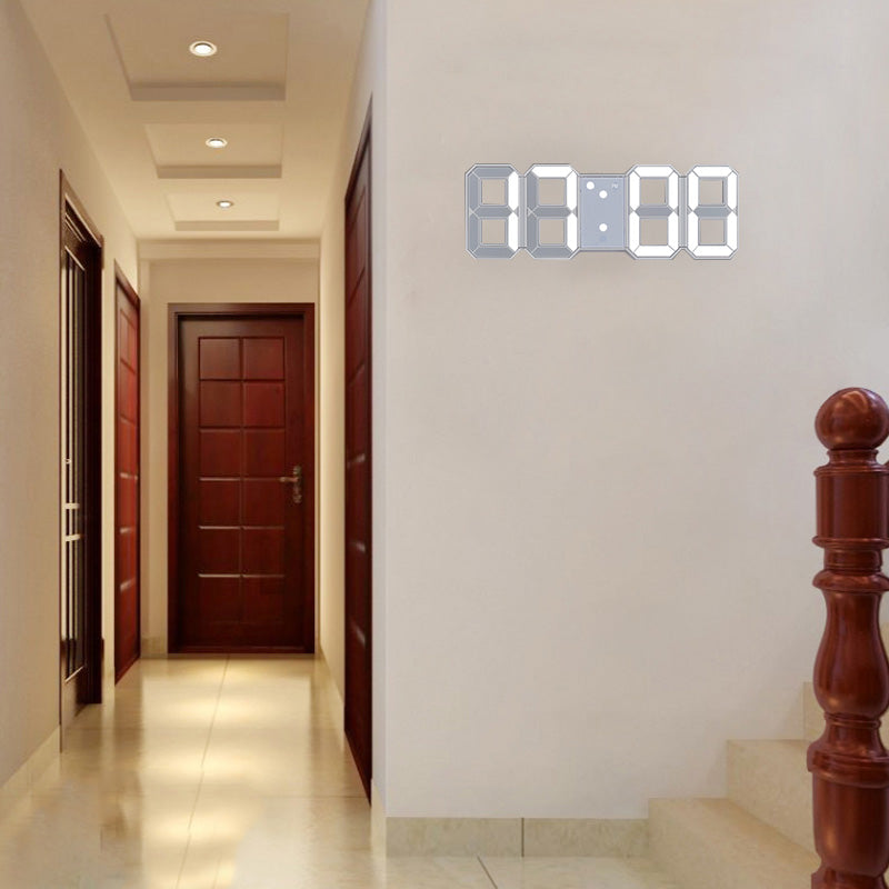 Modern 3D LED Digital Wall Clock - Temperature, Date & Alarm with Remote Control