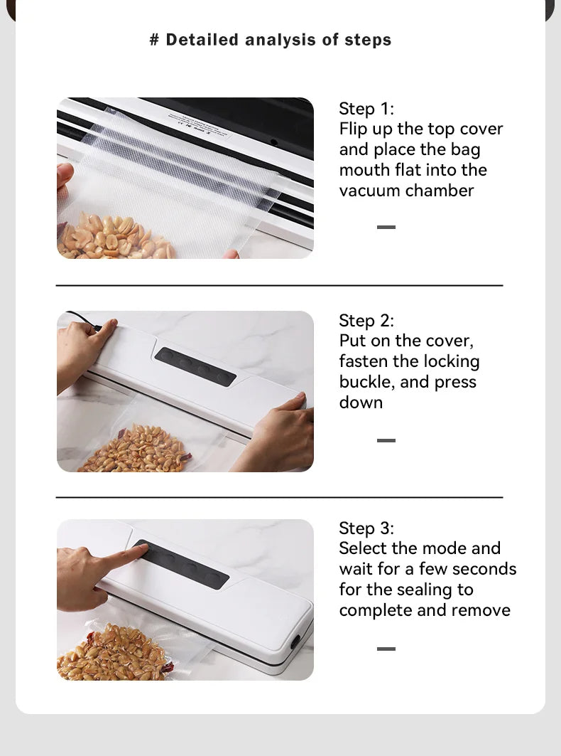 Automatic Vacuum Sealer, Vacuum Packing Machine, Household Food Preservation Bag Sealer, Small-Sized Compression Sealing Machine