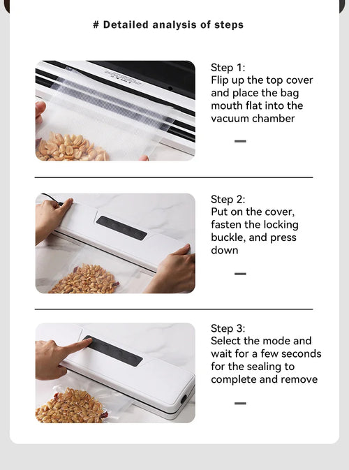 Automatic Vacuum Sealer, Vacuum Packing Machine, Household Food Preservation Bag Sealer, Small-Sized Compression Sealing Machine