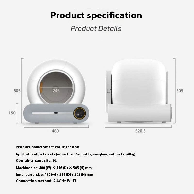 65L Smart Self-Cleaning Cat Litter Box - Automatic Security System