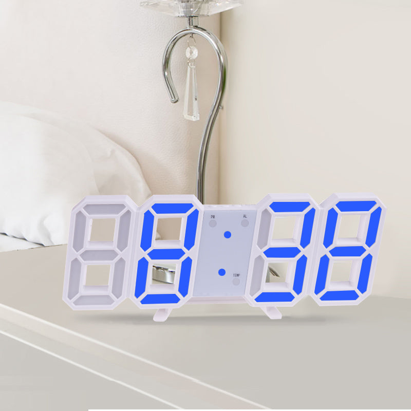 Modern 3D LED Digital Wall Clock - Temperature, Date & Alarm with Remote Control