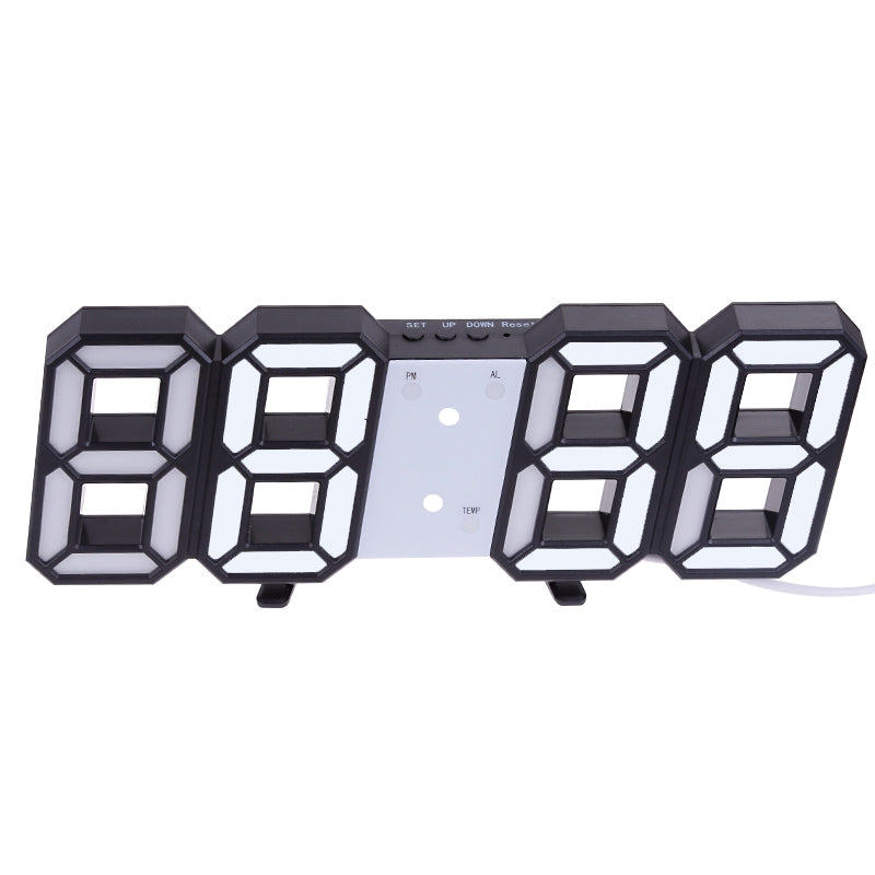 Modern 3D LED Digital Wall Clock - Temperature, Date & Alarm with Remote Control