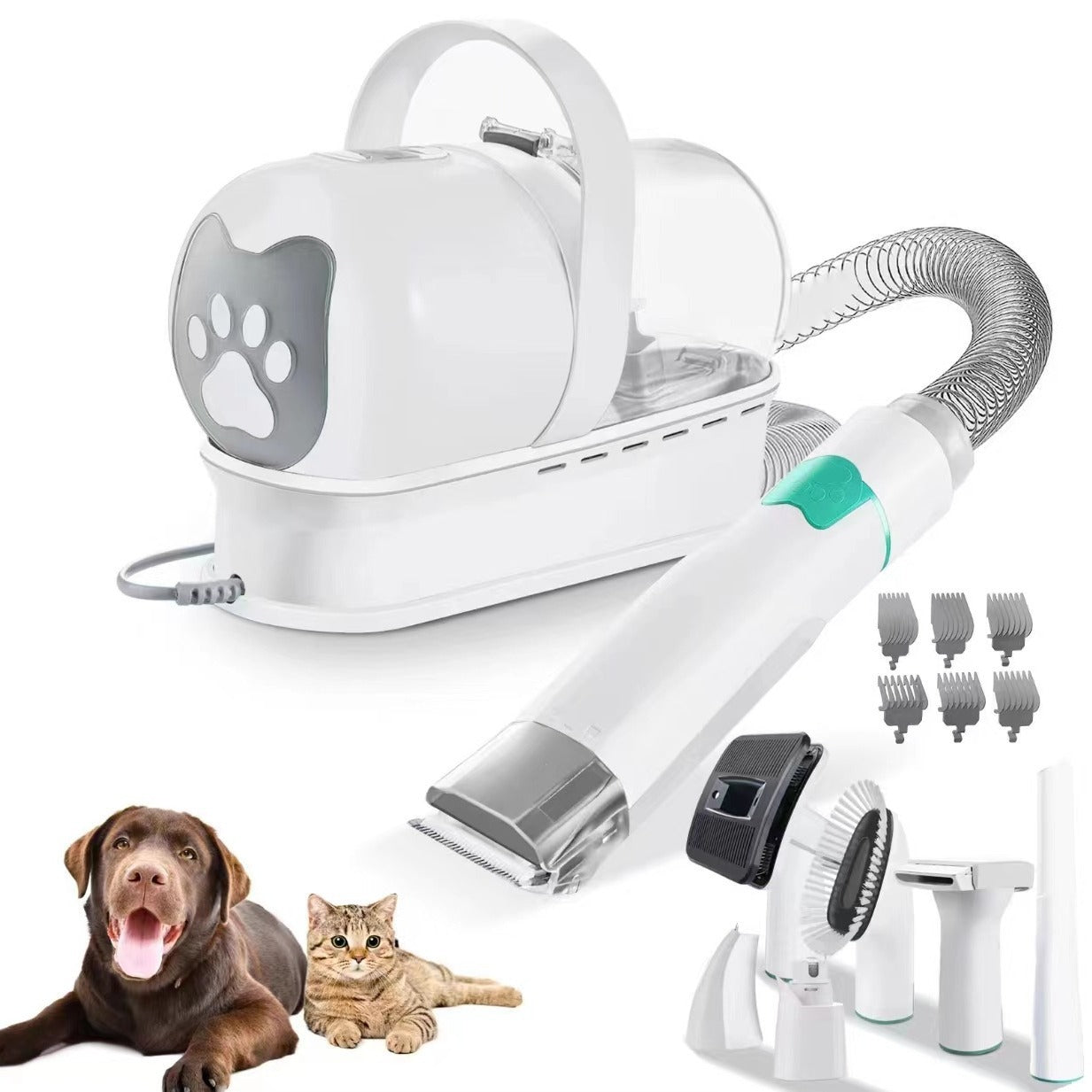 Professional 7-in-1 Pet Grooming Vacuum Kit - 11000Pa High Suction & Quiet Design