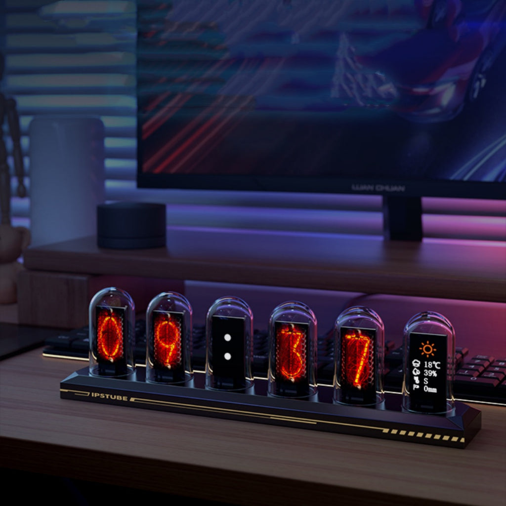 Retro RGB Nixie Tube Clock - IPS Digital Desktop Clock with APP Control