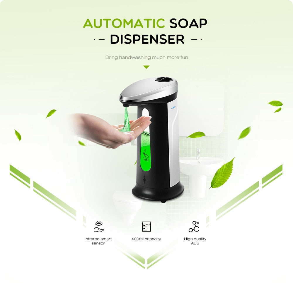 Touchless Automatic Smart Soap Dispenser - 400ml Infrared Motion Sensor