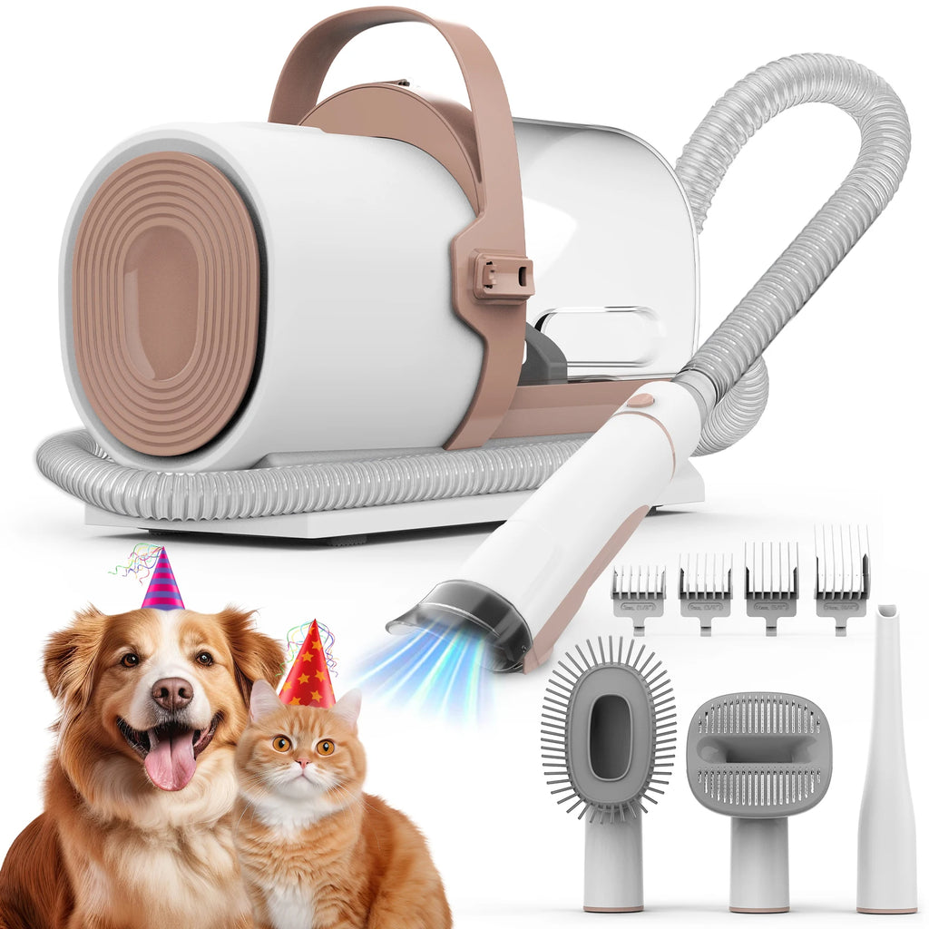 Professional 7-in-1 Pet Grooming Vacuum Kit - 11000Pa High Suction & Quiet Design