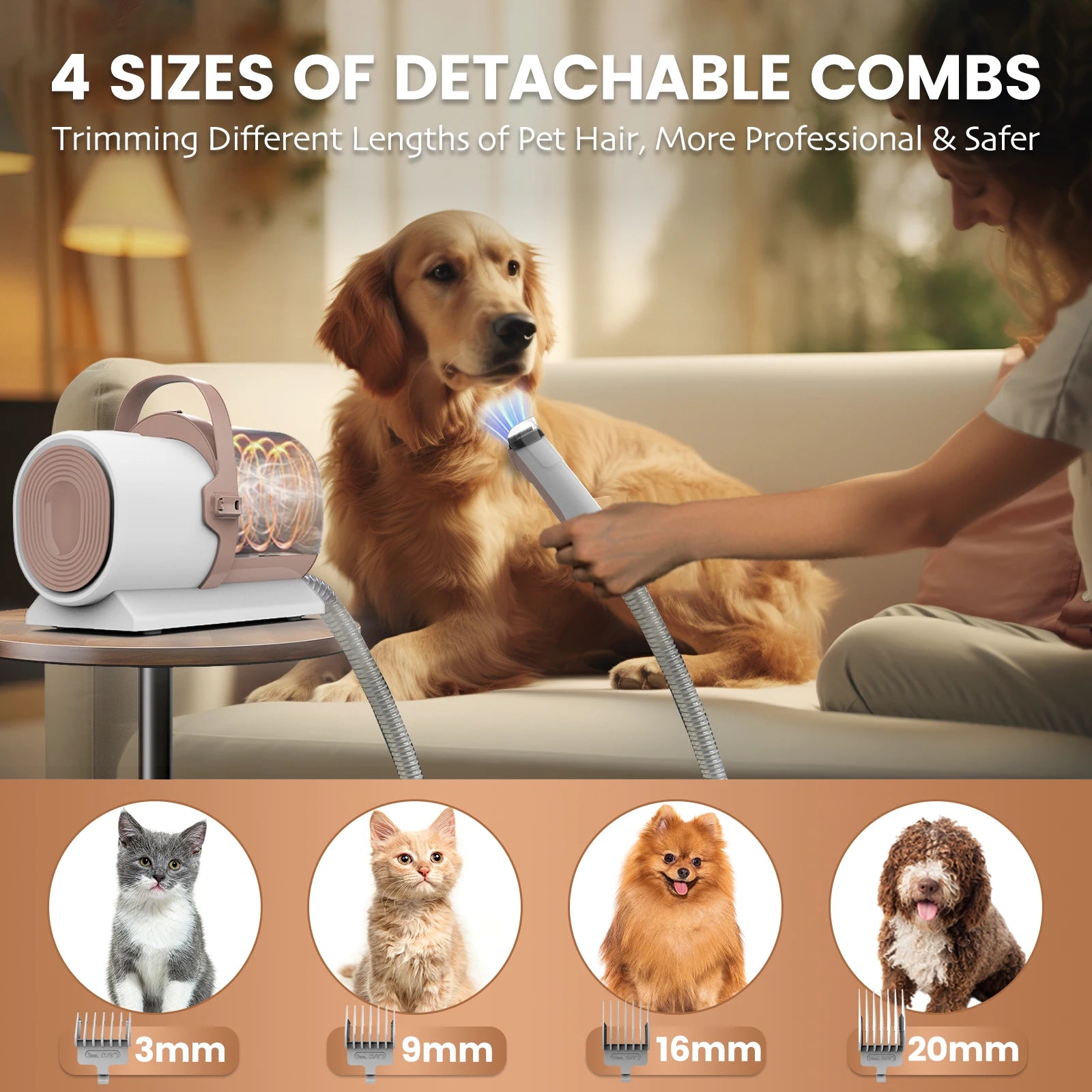 Professional 7-in-1 Pet Grooming Vacuum Kit - 11000Pa High Suction & Quiet Design