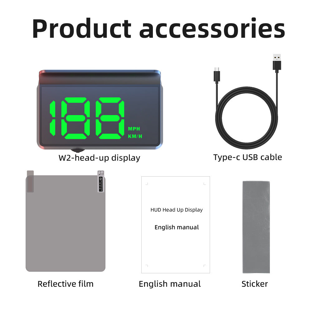 W2 Universal HUD Headp Display Car GPS Speedometer
