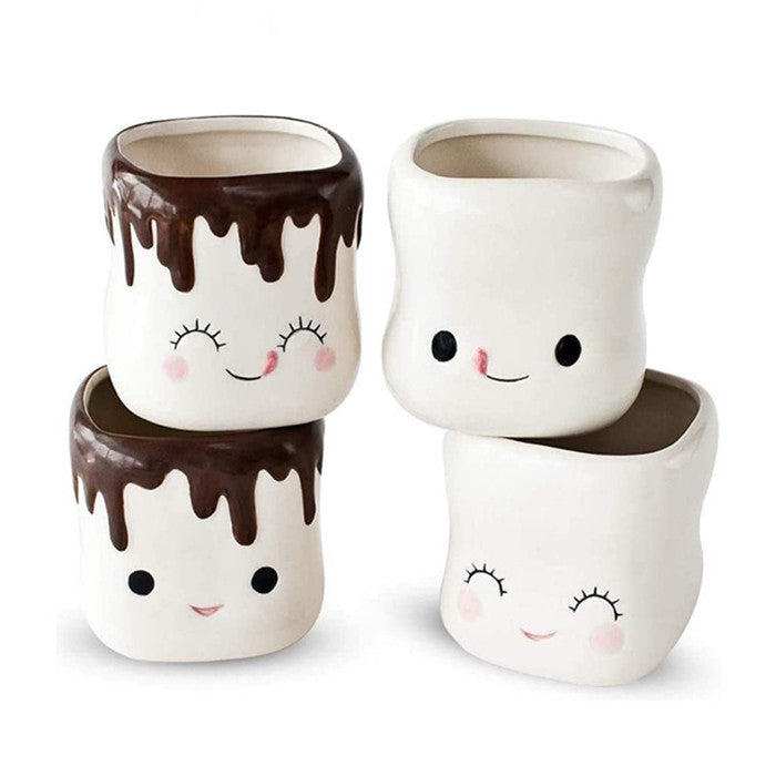 Marshmallow Expression AI Flower Pot - Smart Decorative Ceramic Planter