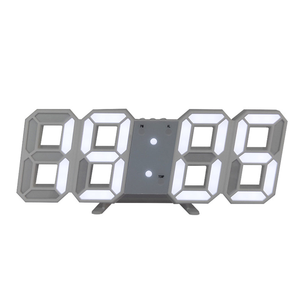 Modern 3D LED Digital Wall Clock - Temperature, Date & Alarm with Remote Control