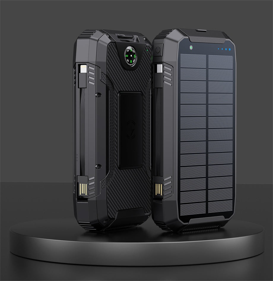 With Cable Solar Charging Unit 20000mah Portable Wireless Charger Mobile Phone Power Bank
