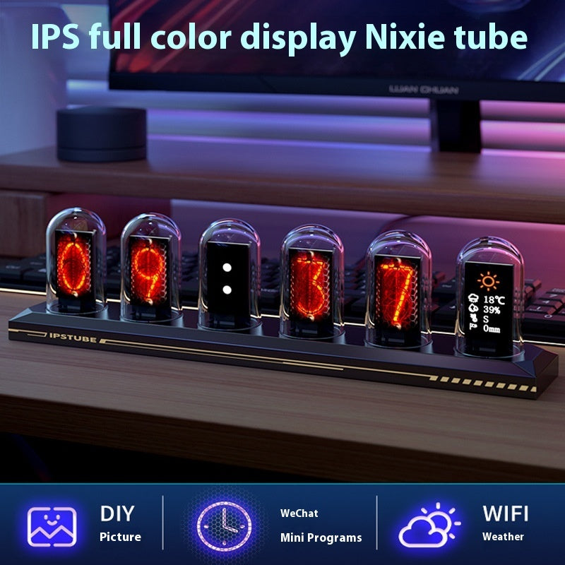 Retro RGB Nixie Tube Clock - IPS Digital Desktop Clock with APP Control